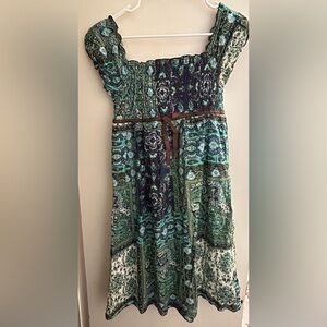 Bohemian Green and Blue Dress